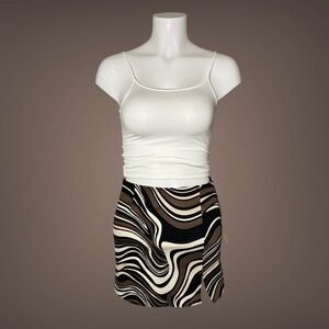 NWT New Women's Forever 21 Mod Brown, Black & Cream Mini Skirt, Size X-Small